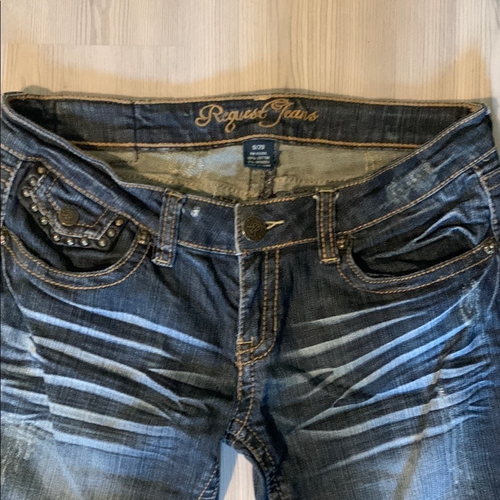 Rock Revival Blue Denim Capris with Vintage Wash - Picture 3 of 6